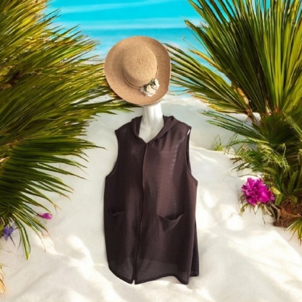 Beach coverup 🏝️ Sun casuals woman 2X beach cover-up brown zipper
